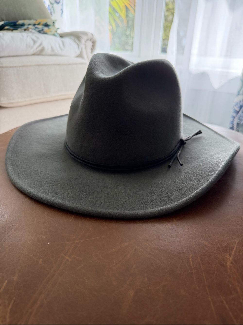 Wide Brim Wool Cowboy Hat in Gray